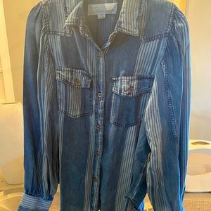 Vintage Havana denim striped button down shirt